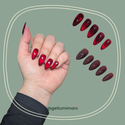 Red Cate Eye Press on Nails Custom Handmade Press On nails Leonia NJ LumiMani